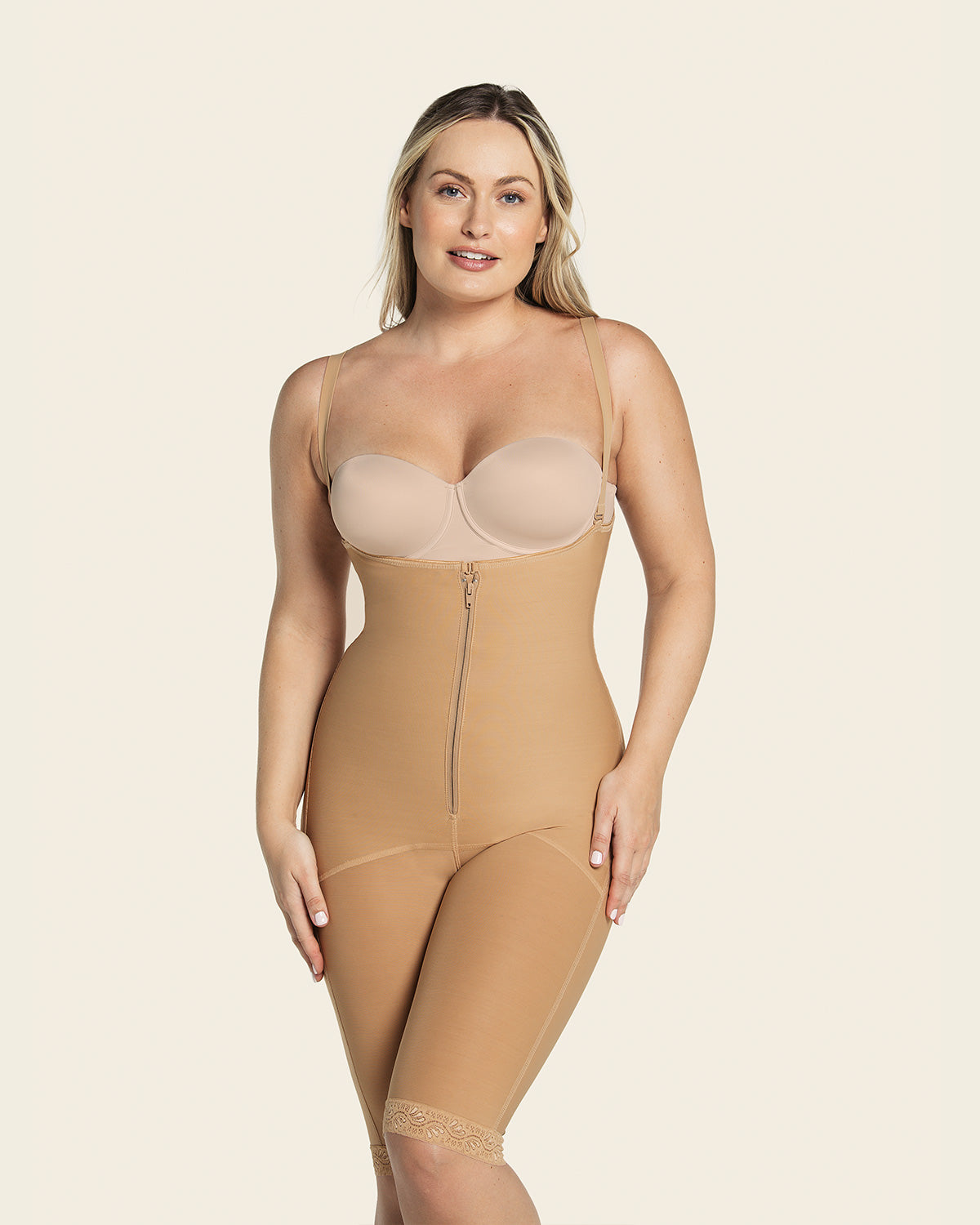 Knee-Length Body Shaper with Firm Compression