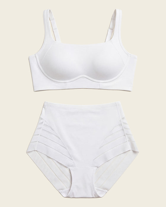 Everyday Bra + Stripe Undetectable Shaper Panty in White