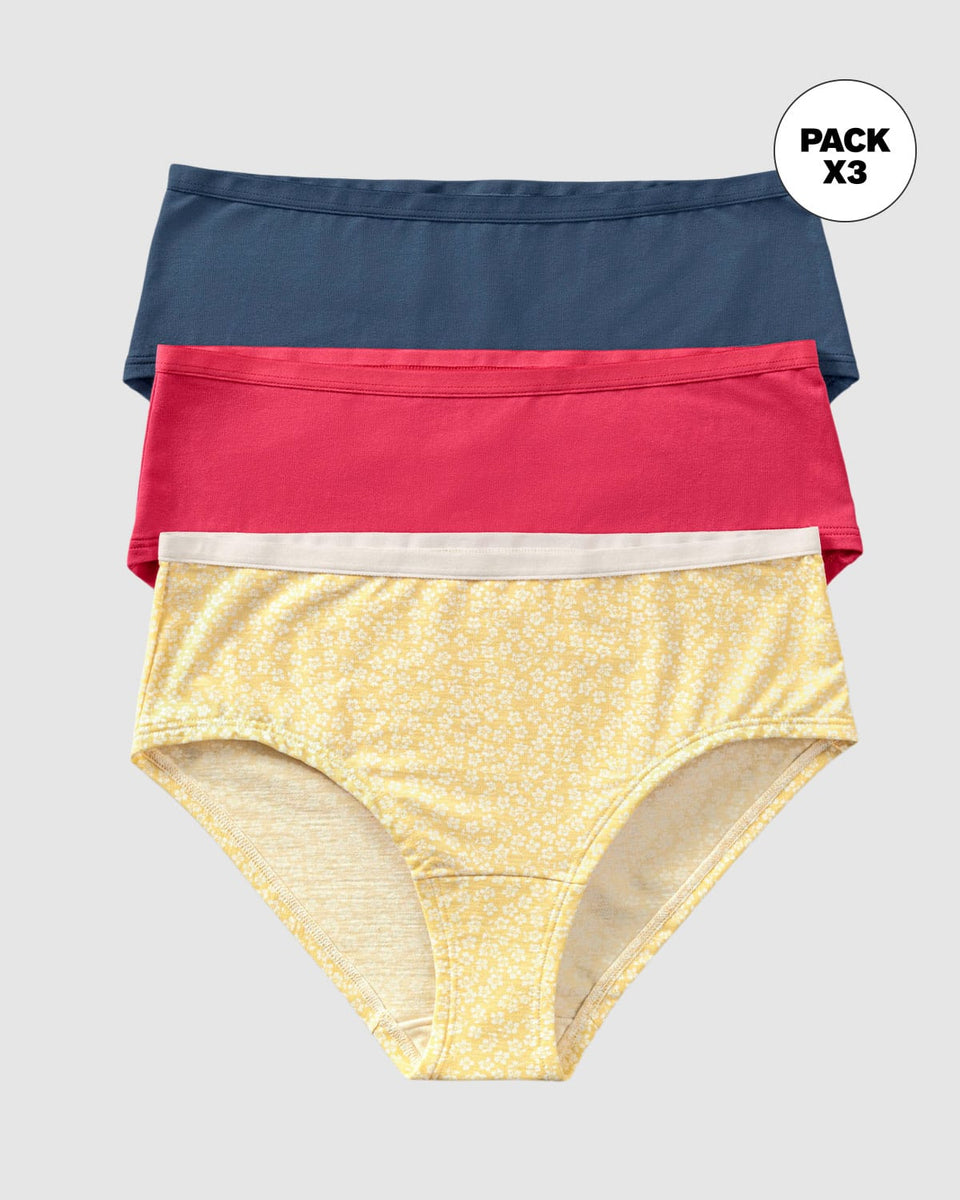 3-Pack Hiphugger Knickers in Super Comfy Cotton