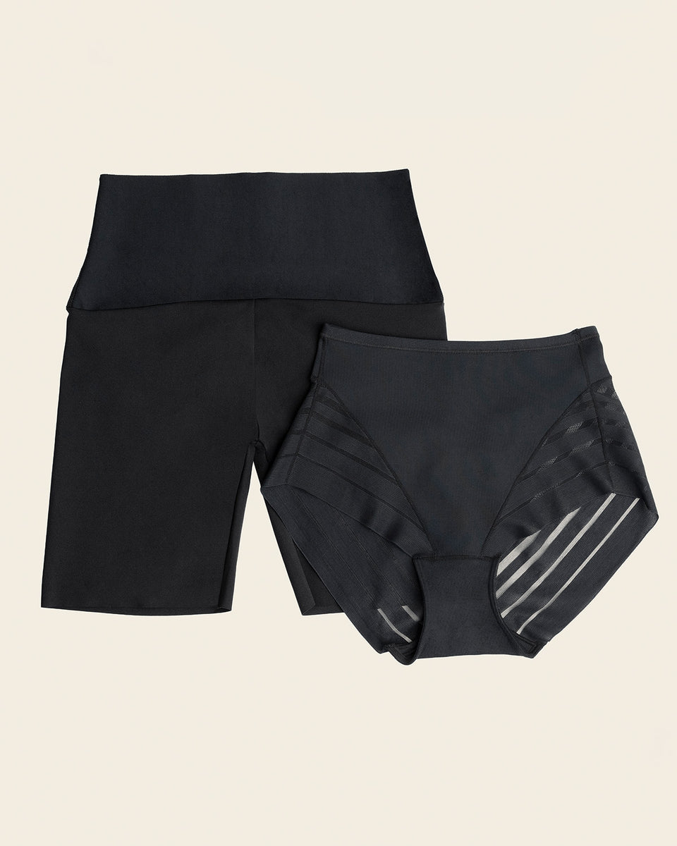 PowerStay Short & Stripe Undetectable Panty in Black