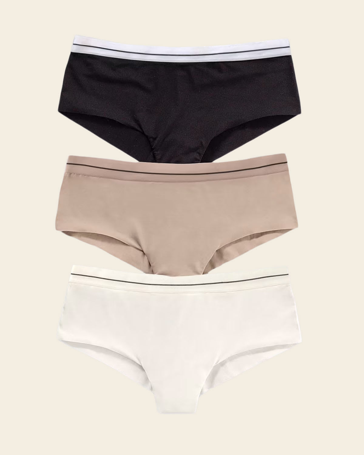 3 pack contrast waistband soft cheeky panties Leonisa