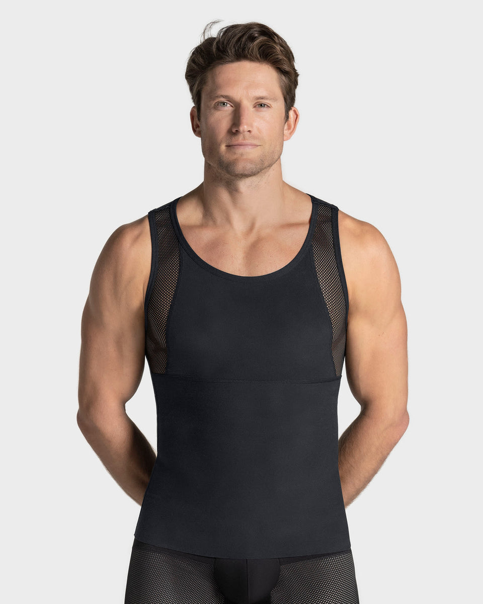 Camiseta sin mangas de compresión fuerte ideal para uso diario en algodón elástico