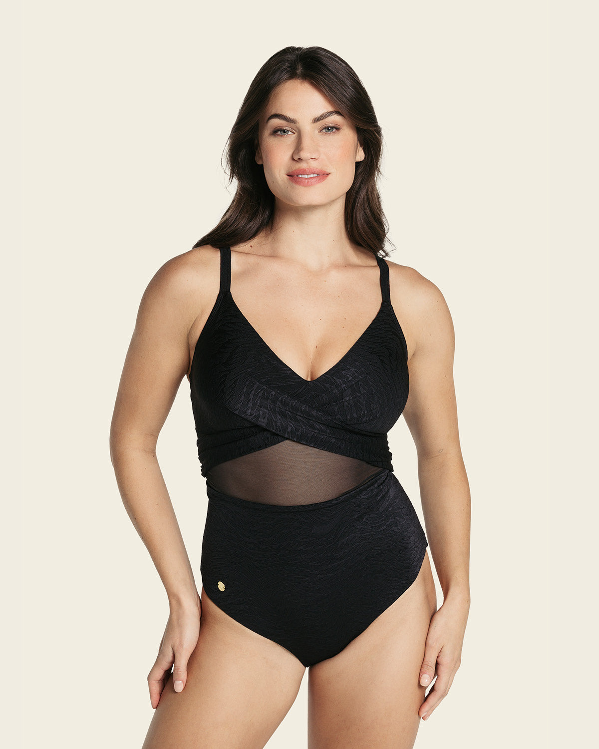 Slimming draped one hot sale piece swimsuit