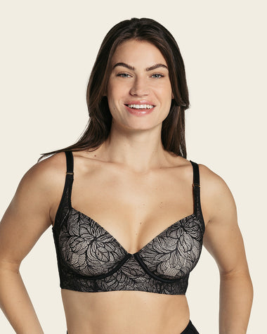 Sujetador de relleno suave y cubrimiento alto en sisa y espalda cover bra en encaje#color_700-negro