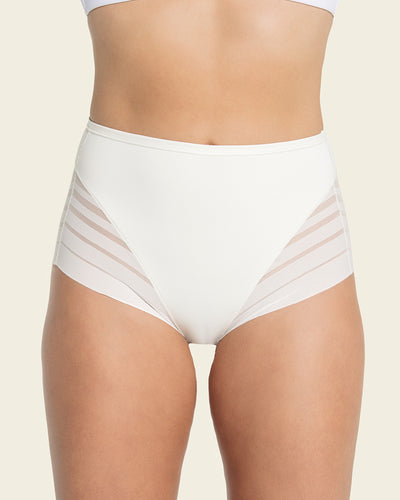 Braga faja clásica con control moderado de abdomen y bandas en tul#color_000-blanco