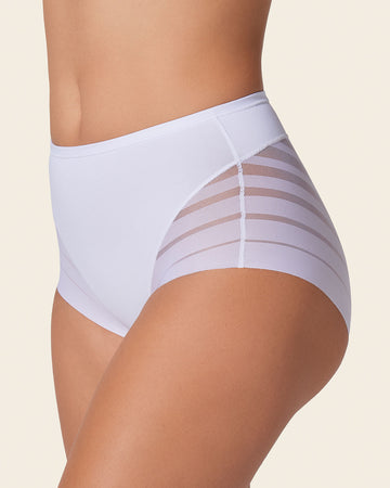 Braga faja clásica con control moderado de abdomen y bandas en tul#color_000-blanco