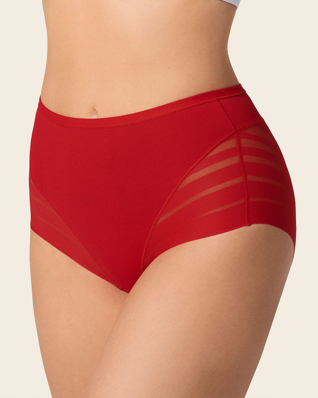 Braga faja clásica con control moderado de abdomen y bandas en tul#color_323-rojo