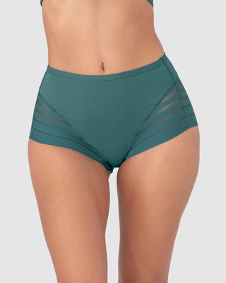 Braga faja clásica con control moderado de abdomen y bandas en tul#color_613-verde-oscuro