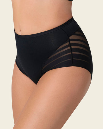 Braga faja clásica con control moderado de abdomen y bandas en tul#color_700-negro