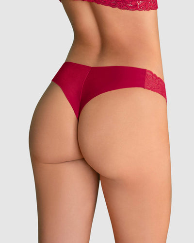 Tanga invisible con toques de encaje en cintura#color_309-rojo