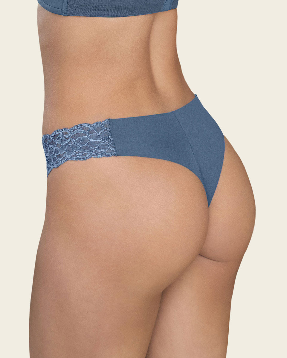 Tanga invisible con toques de encaje en cintura