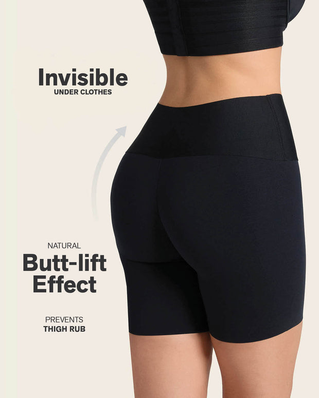 Short de control moderado aspecto invisible con fajón antideslizante#color_700-negro