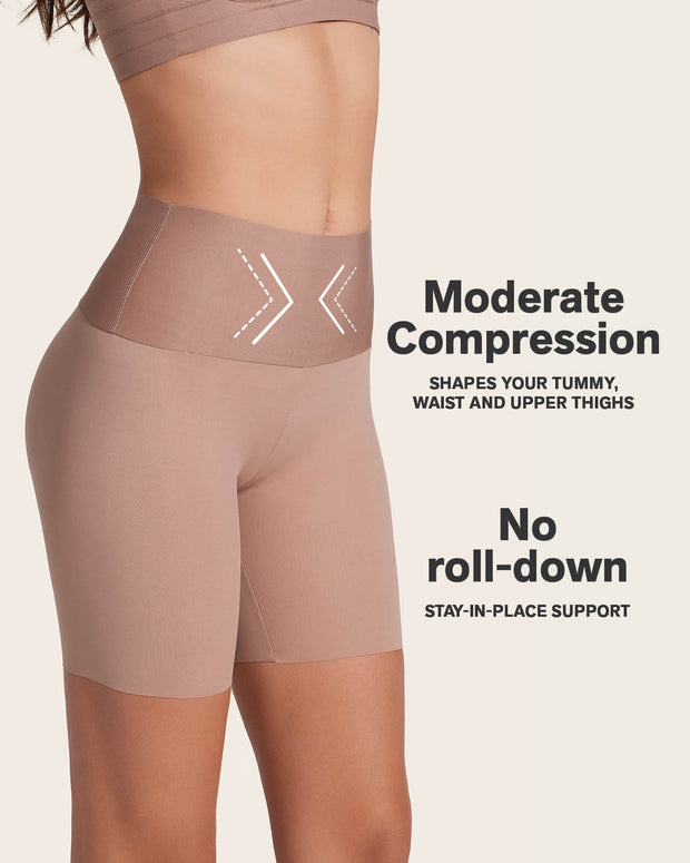 Short de control moderado aspecto invisible con fajón antideslizante#color_857-habano