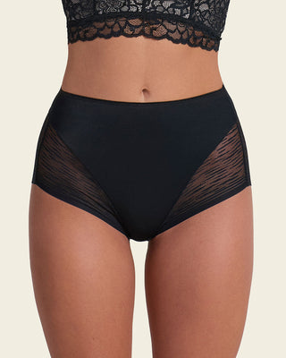 Braga faja clásica invisible con transparencias en glúteos y laterales#color_700-negro