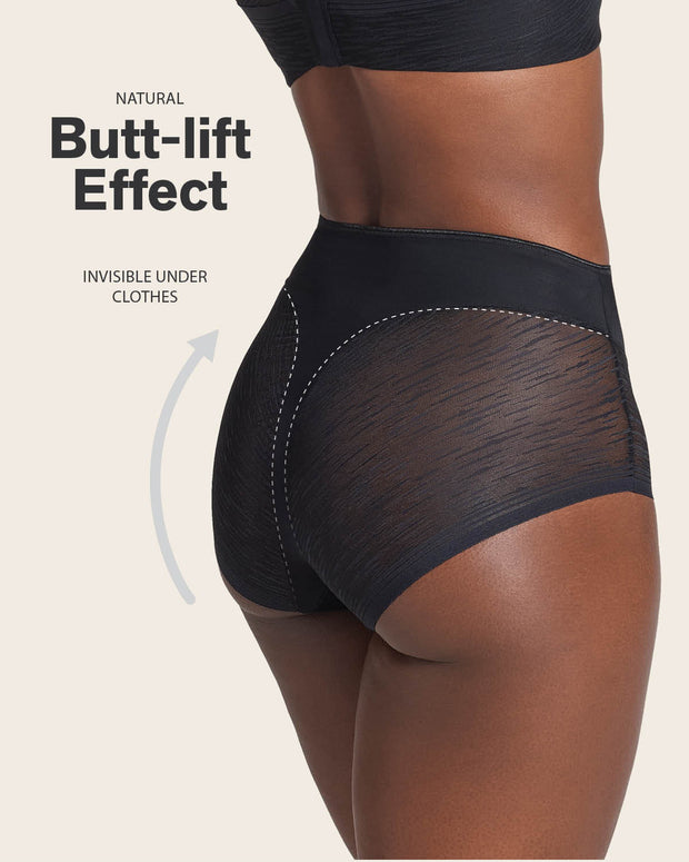 Braga faja clásica invisible con transparencias en glúteos y laterales#color_700-negro