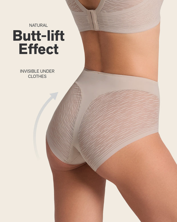 Braga faja clásica invisible con transparencias en glúteos y laterales#color_802-beige