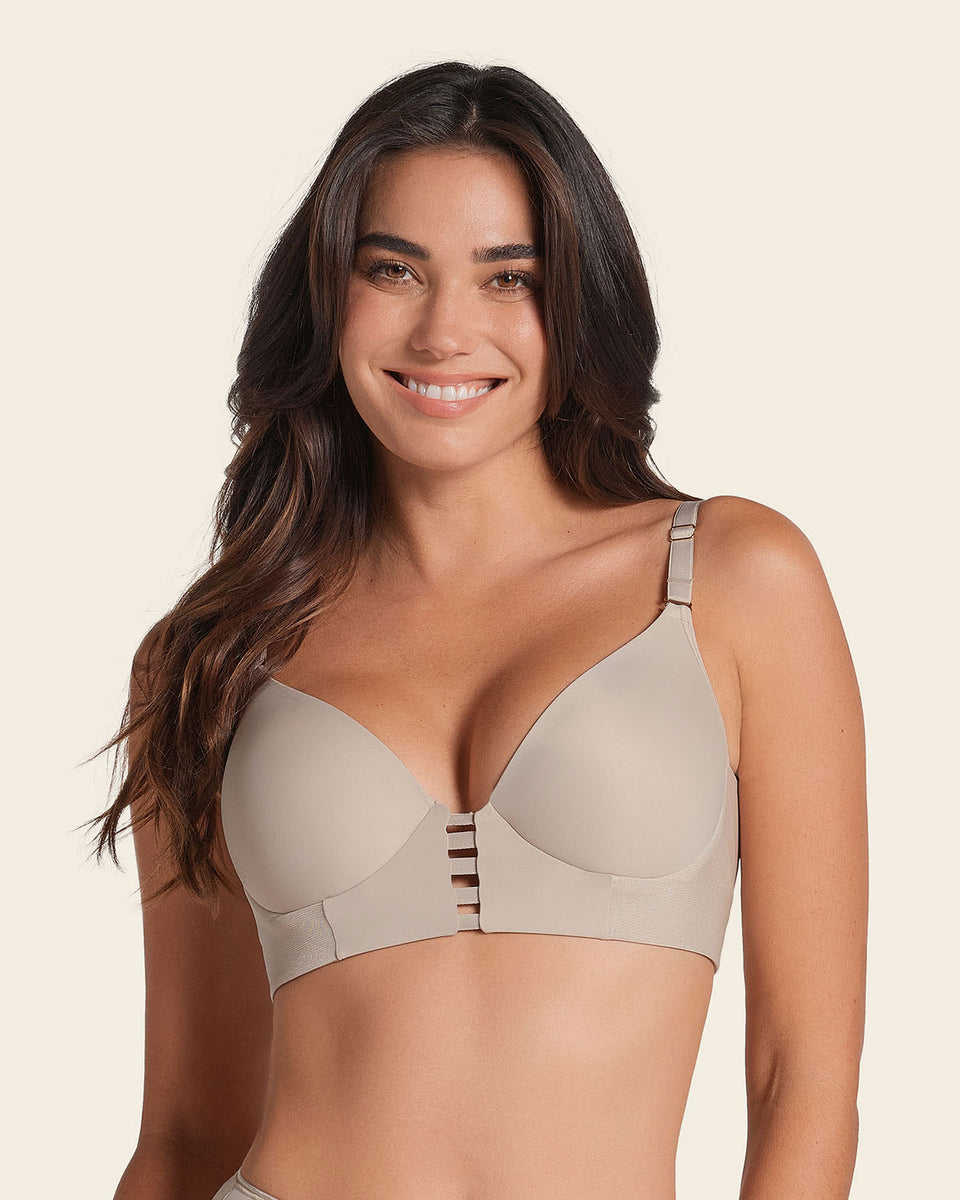 Sujetador memory bustier triangular de push-up alto y buen cubrimiento