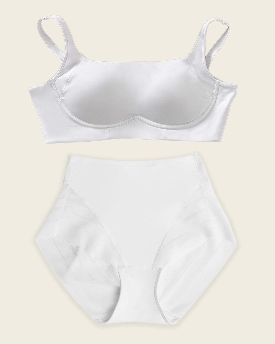 Everyday Bra + Stripe Undetectable Shaper Panty en Blanco