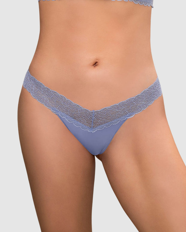 Tanga con encaje en cintura y tela lisa#color_456-lila