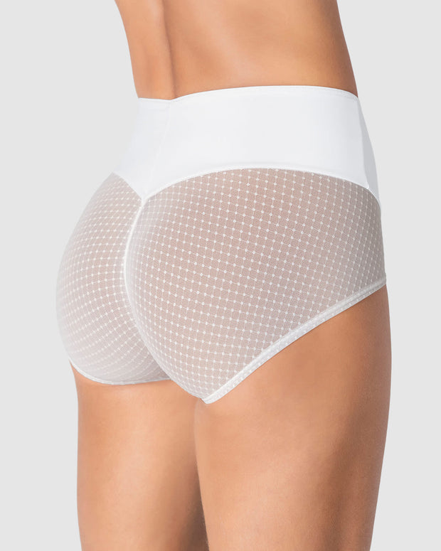 Braga clásica de control fuerte en abdomen, glúteos en tul#color_000-blanco