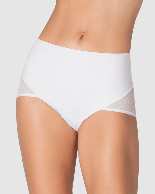 Braga clásica de control fuerte en abdomen, glúteos en tul#color_000-blanco