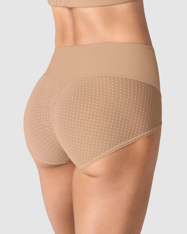 Braga clásica de control fuerte en abdomen, glúteos en tul#color_801-habano-medio