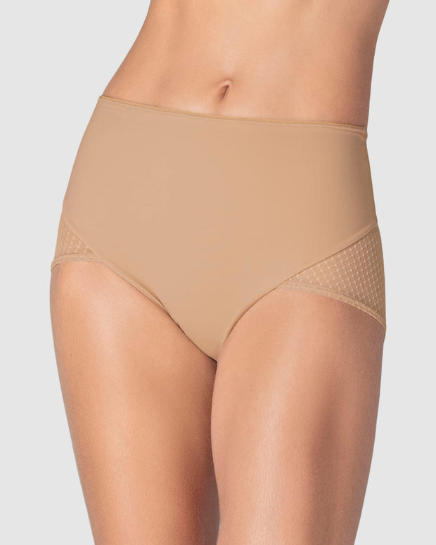 Braga clásica de control fuerte en abdomen, glúteos en tul#color_801-habano-medio