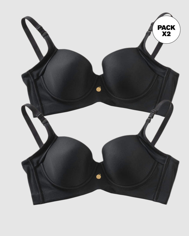 Paquete x 2 sujetadores de push up suave y buen cubrimiento en sisa y espalda Cover Bra#color_700-negro