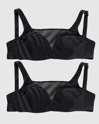 Paquete x 2 sujetadores brastop con buen cubrimiento de sisa y espalda#color_700-negro