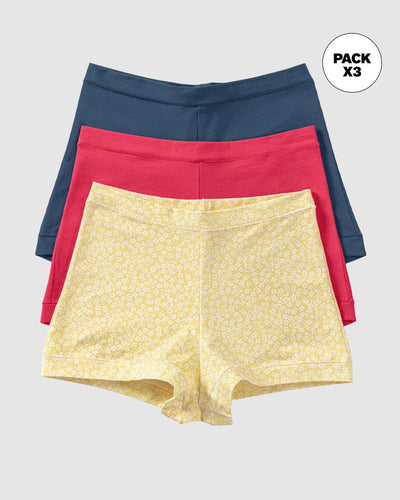 Paquete x 3 bóxers con algodón de excelente cubrimiento#color_s39-fondo-amarillo-estampado-coral -azul