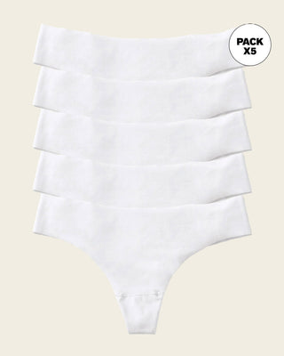 Paquete x 5 tangas invisibles ultraplanas sin elásticos y de pocas costuras#color_000-blanco