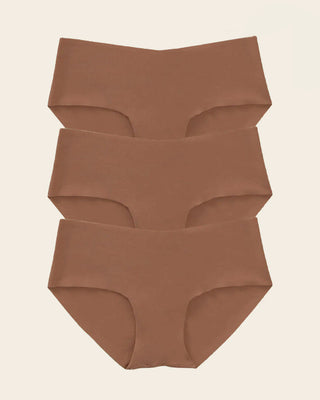 Paquete x 5 bragas hípster invisibles ultraplanas sin elásticos y de pocas costuras#color_640-habano-oscuro