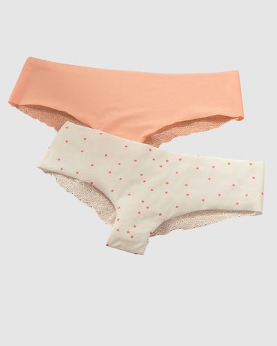 Paquete x 2 panties cacheteros descaderados con encaje#color_s37-estampado-puntos-mandarina-medio