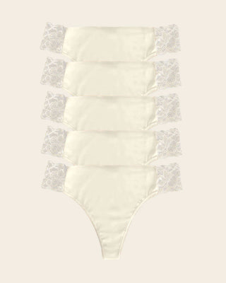 Paquete x 5 tangas invisibles con toques de encaje en laterales#color_253-marfil