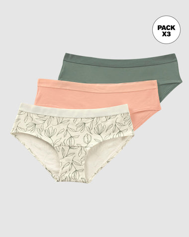 3 braguitas estilo culotte en algodón#color_s77-marfil-estampado-mandarina-verde-medio