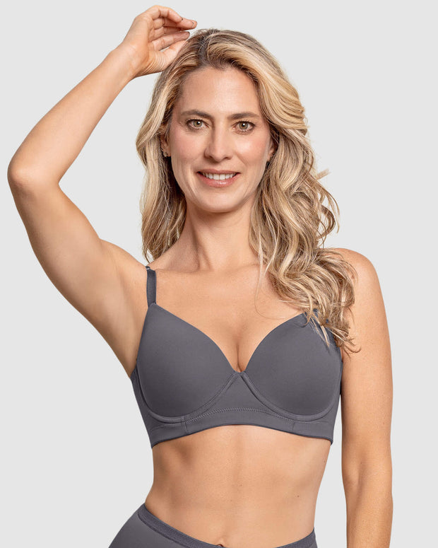 Sujetador triangular de push up medio y espalda ancha#color_721-gris-oscuro