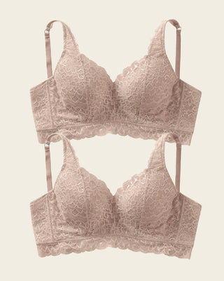 Paquete x 2 sujetadores en encaje ideales para pecho pesado Sexy Support#color_802-habano-claro