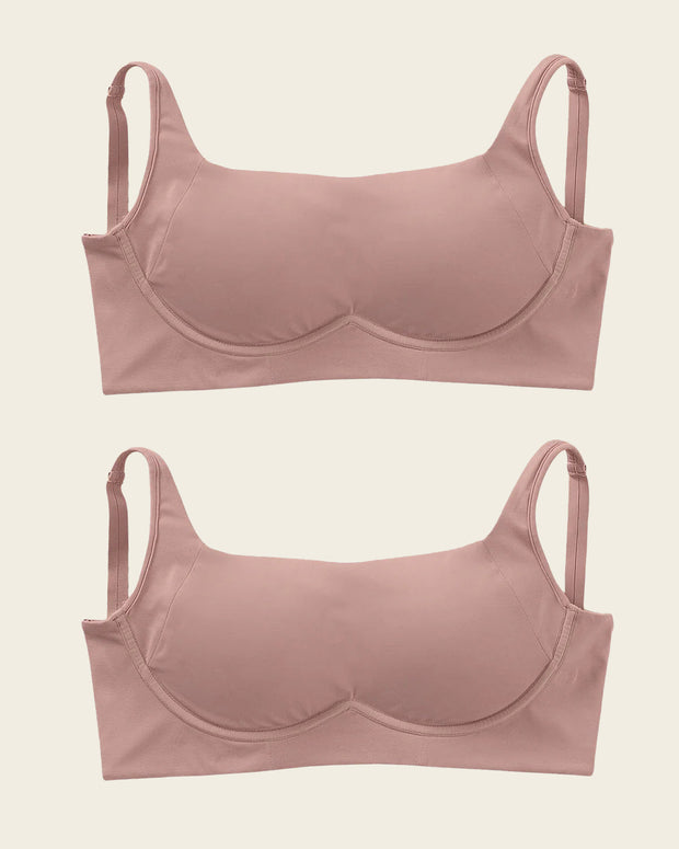 Paquete x 2 sujetadores sin aro ultracómodos de alto soporte y cubrimiento Everyday Bra#color_281-palo-de-rosa