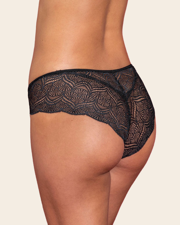 Half-And-Half Sheer Lace Cheeky Hipster knicker