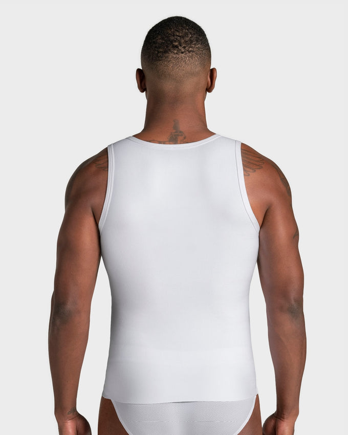 Camiseta sin mangas de compresión fuerte ideal para uso diario en algodón elástico#color_000-blanco