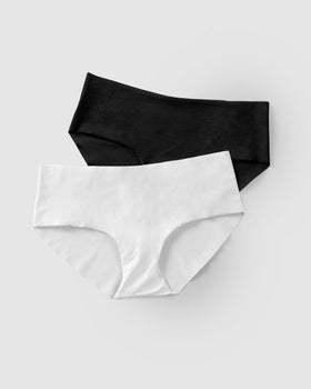 Paquete x 2 bragas tipo culotte invisibles ultraplanas sin elásticos#color_s01-negro-blanco