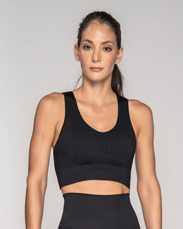 Top deportivo estilo crop top sin costuras acanalado de secado rápido#color_700-negro