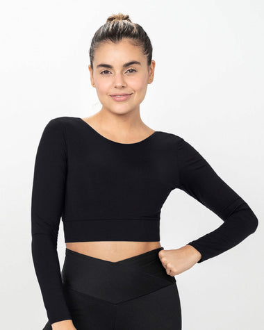 Crop top deportivo manga larga#color_700-negro